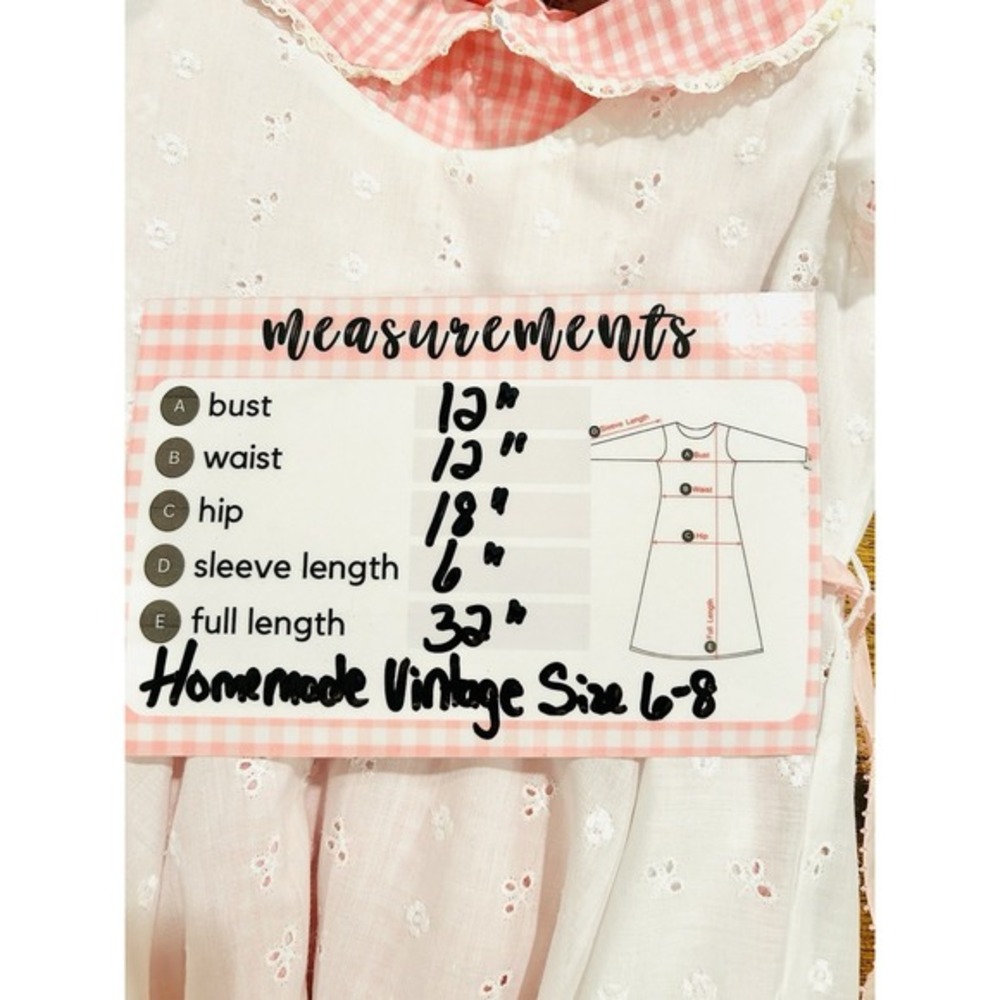 Vintage Handmade Easter Pinafore W/ Bloomers 3 Pc Dress Girls 6-8 Pink Gingham - Picture 15 of 16